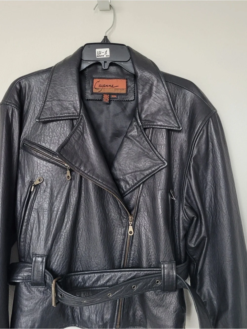 Cayenne Leather Buttery soft vintage leather moto jacket with belt size M